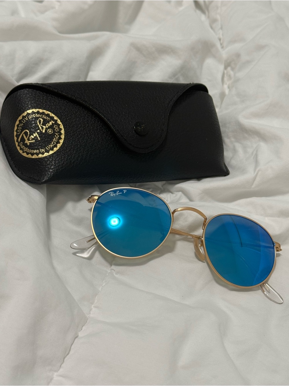 Ray-Ban Round Metal Blue Polarized Sunglasses